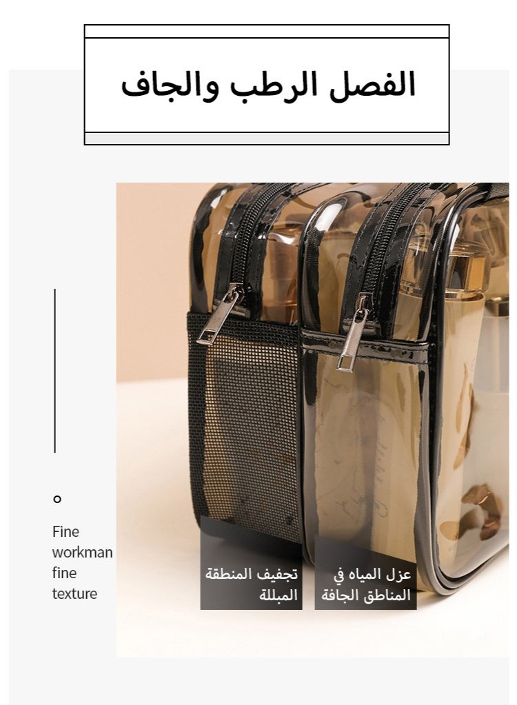 Large Transparent Toiletries Bag for Travel - Waterproof Double-Layer Cosmetic & Makeup Organizer with Double Zipper - TSA Compliant Carry-On for Men & Women, Ideal for Hajj, Umrah, Beach & Gym - Image 5